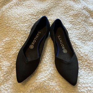 Rothy's The Point Womes Shoes Black 7.5 Knit Slip On Pointed Toe Ballet Flat